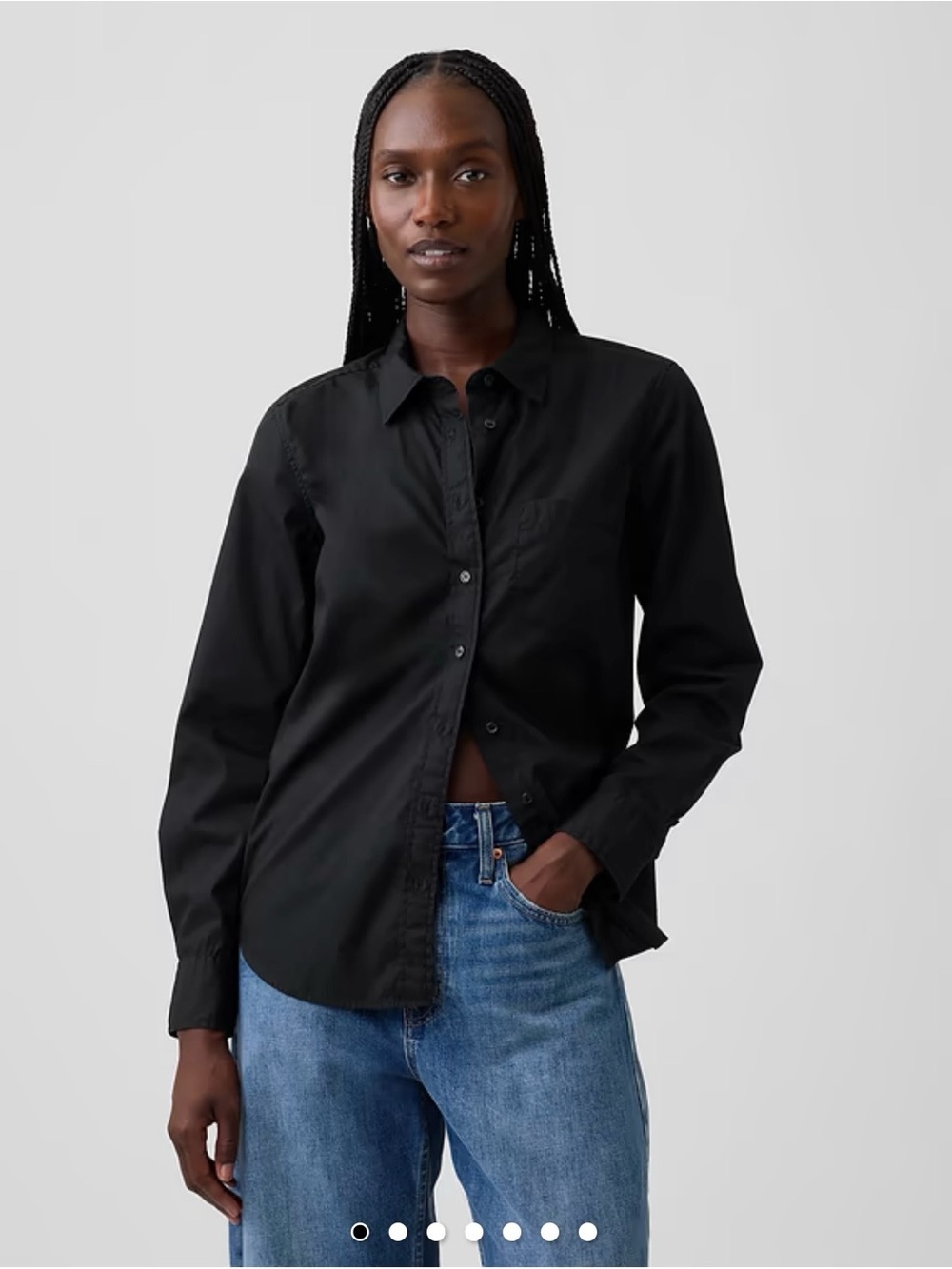 Gap Classic Black Organic Cotton Button-Down Shirt
